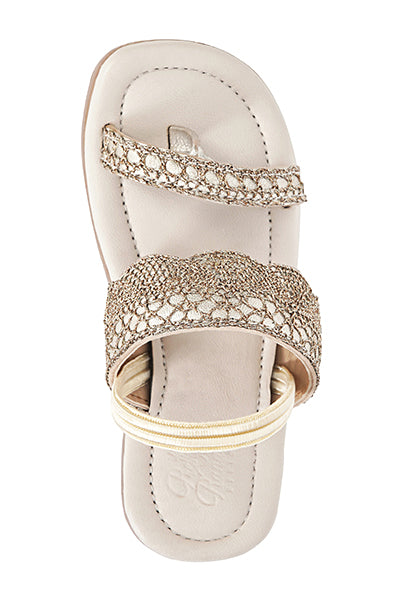 Gold Crochet Lace Sandals
