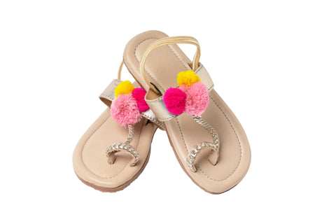 Gold Pom Pom Kolhapuris